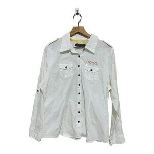 COOGI White Embellished Button Down Shirt Size 1X